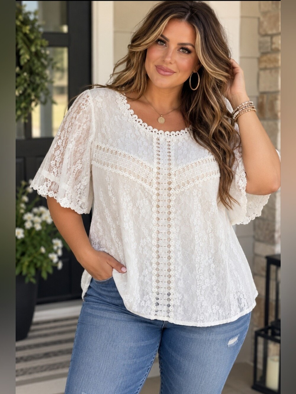 Torrid Lace White Women's Top - Elegant Crochet Trim; Size 0